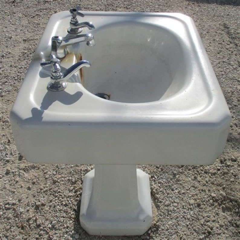White Porcelain Standard Sink Vintage Pedestal Sink Etsy