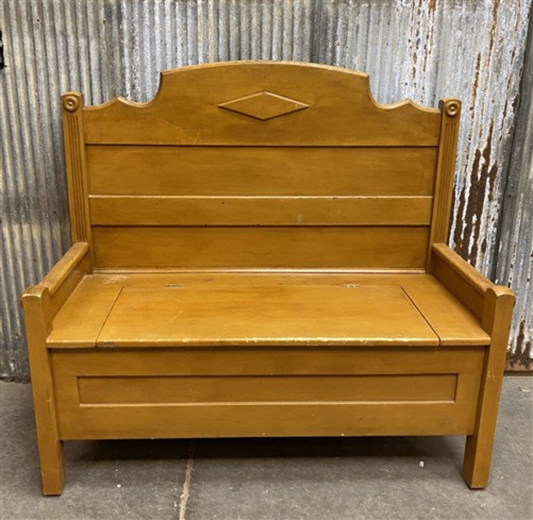 4' Wood Bench With Storage, Vintage Porch Garden Bench, Entryway Bench