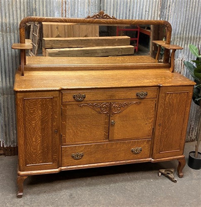 Vintage Sideboard Buffet Oak Dining Room Table Server Etsy
