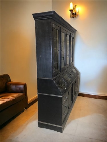 Flat Kitchen Hutch Cabinet, Kitchen Pantry Storage, Black Wood Cupboard D - Etsy