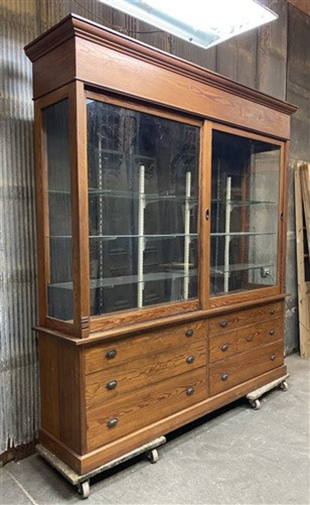 Store Display Case Vintage Display Cabinet Lighted Curio Cabinet China Hutch China Cabinet With Sliding Doors Kitchen Display Etsy