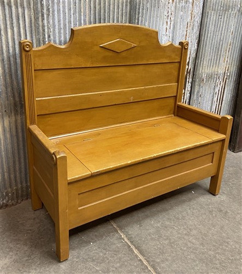 4' Wood Bench With Storage, Vintage Porch Garden Bench, Entryway Bench