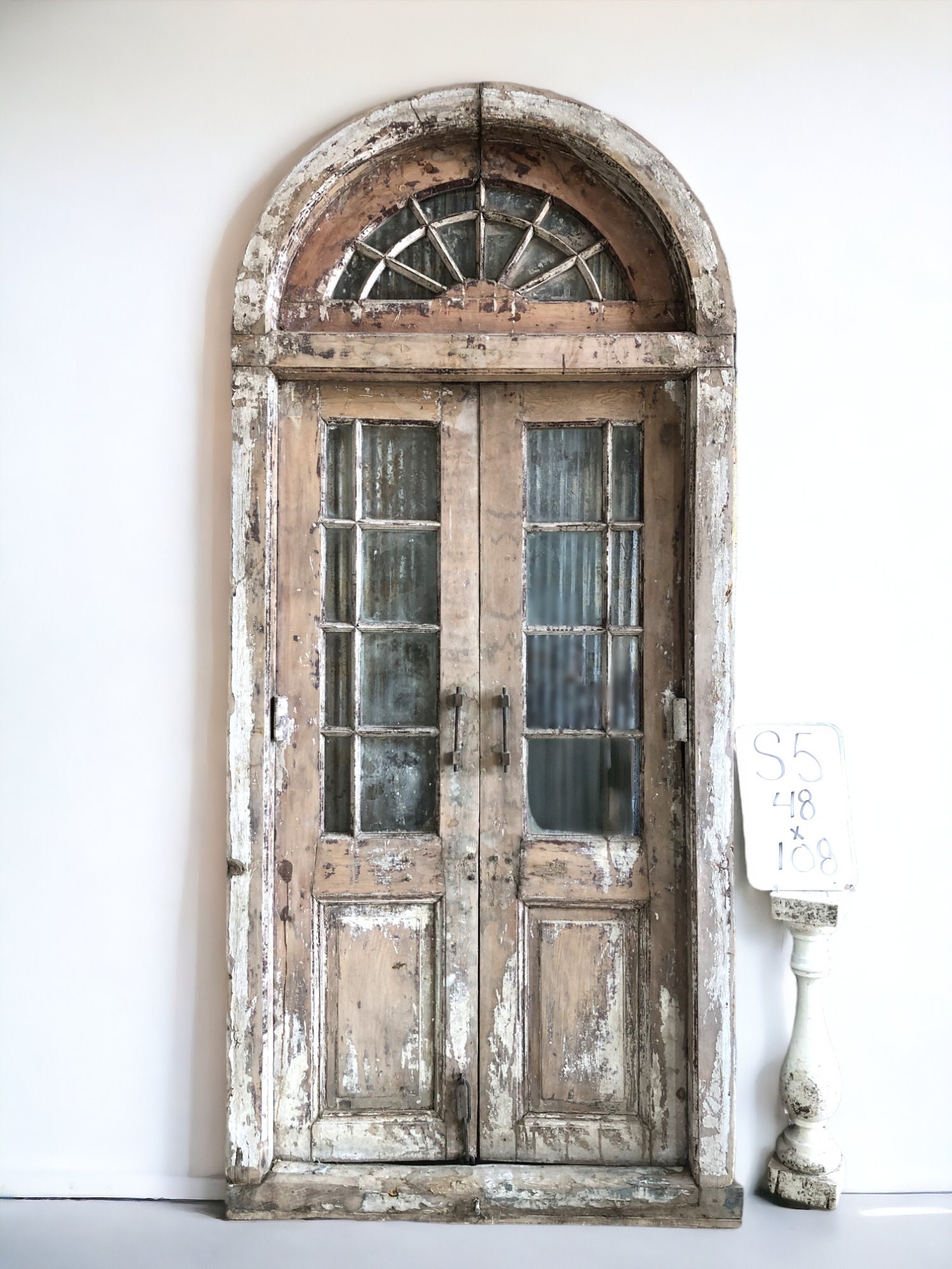 フランス アンティーク French Arch Doors ドア Antique Arched French Double Doors (48x108) European Door