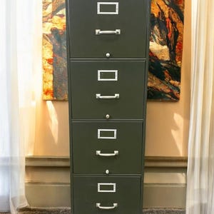 Shaw-walker Filing Cabinet, Vintage Metal 4 Drawer Green File