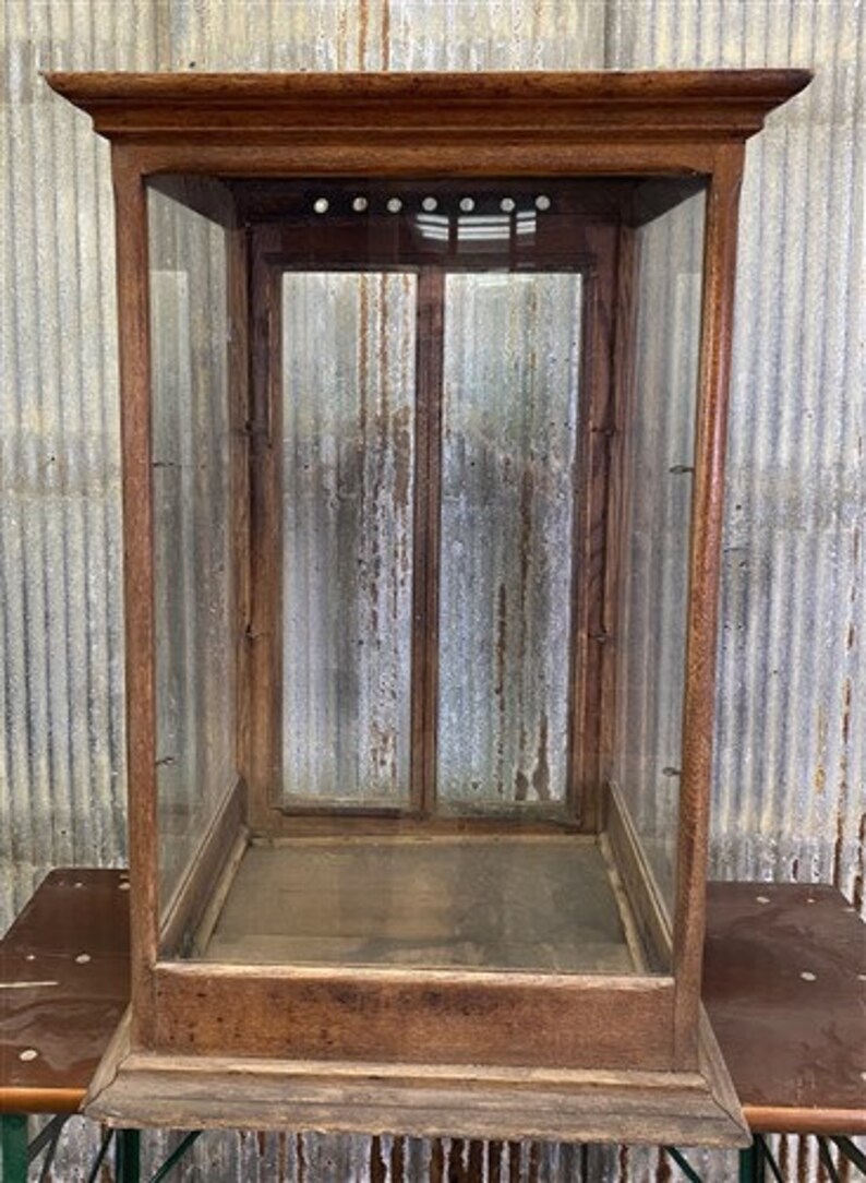 Vintage Countertop Display, Wood Framed Glass Showcase, Country General