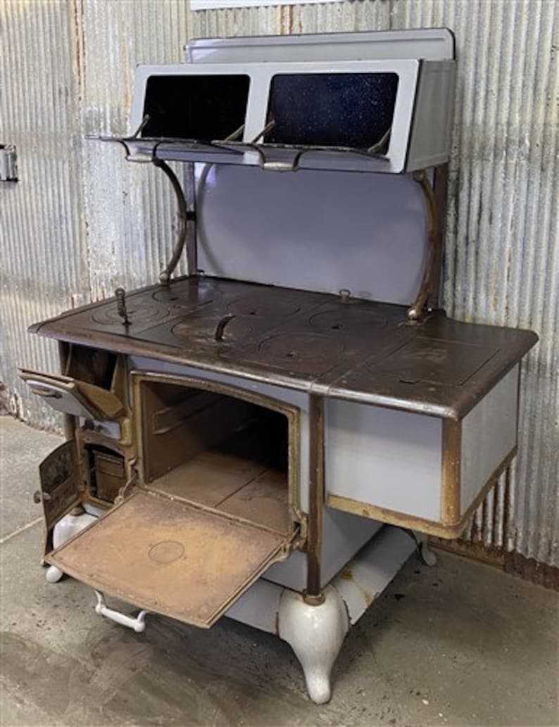 Quick Meal Enamel & Cast Iron Stove Vintage Wood Burning Etsy