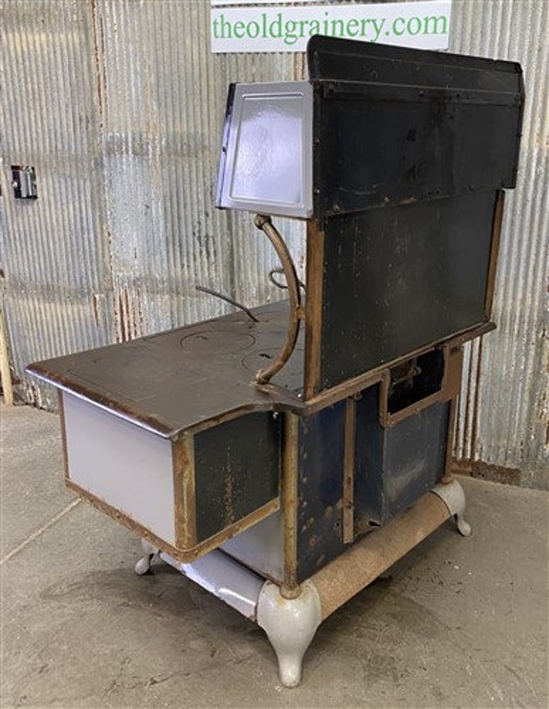 Quick Meal Enamel & Cast Iron Stove, Vintage Wood Burning Stove, Wood