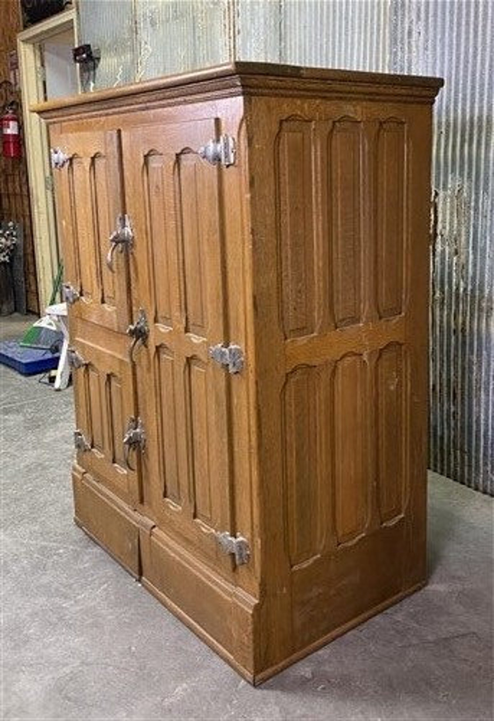 Vintage Wood Icebox Refrigerator 3 Door Ice Chest Primitive Etsy