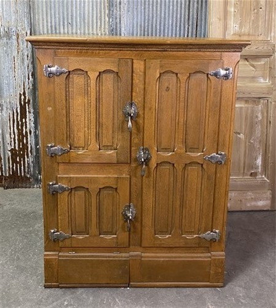 Vintage Wood Icebox Refrigerator 3 Door Ice Chest Primitive Etsy