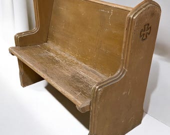 Wood Church Pew Bench (44x20.5) Vintage Porch Garden Bench, Entryway Bench, B21