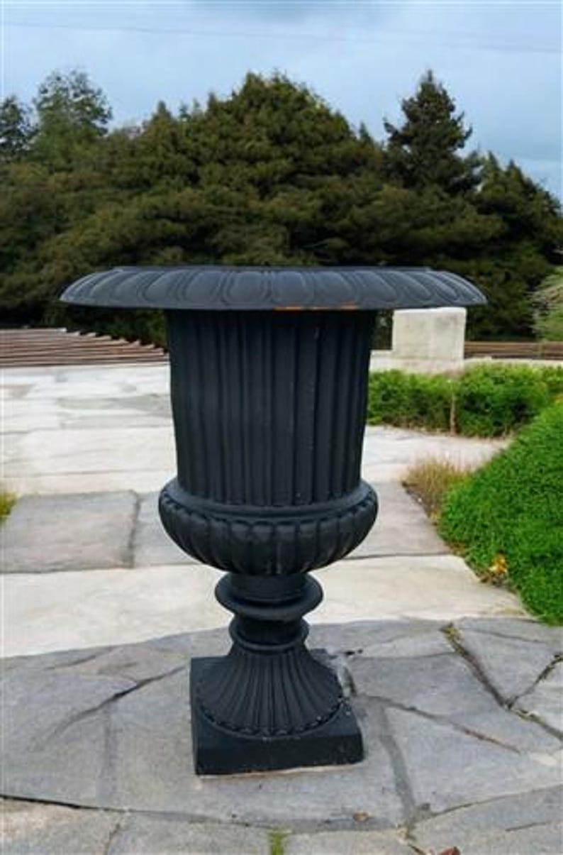 39" Tall Cast Iron Fluted Urn