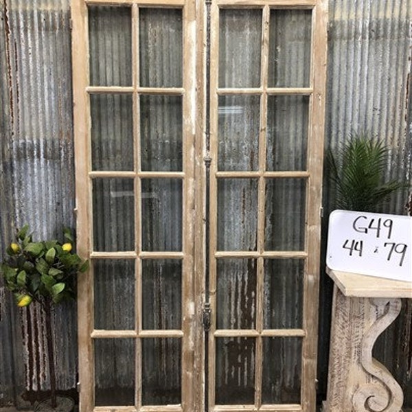 Antique French Double Doors (44x79) 10 Pane Glass, European Reclaimed G49