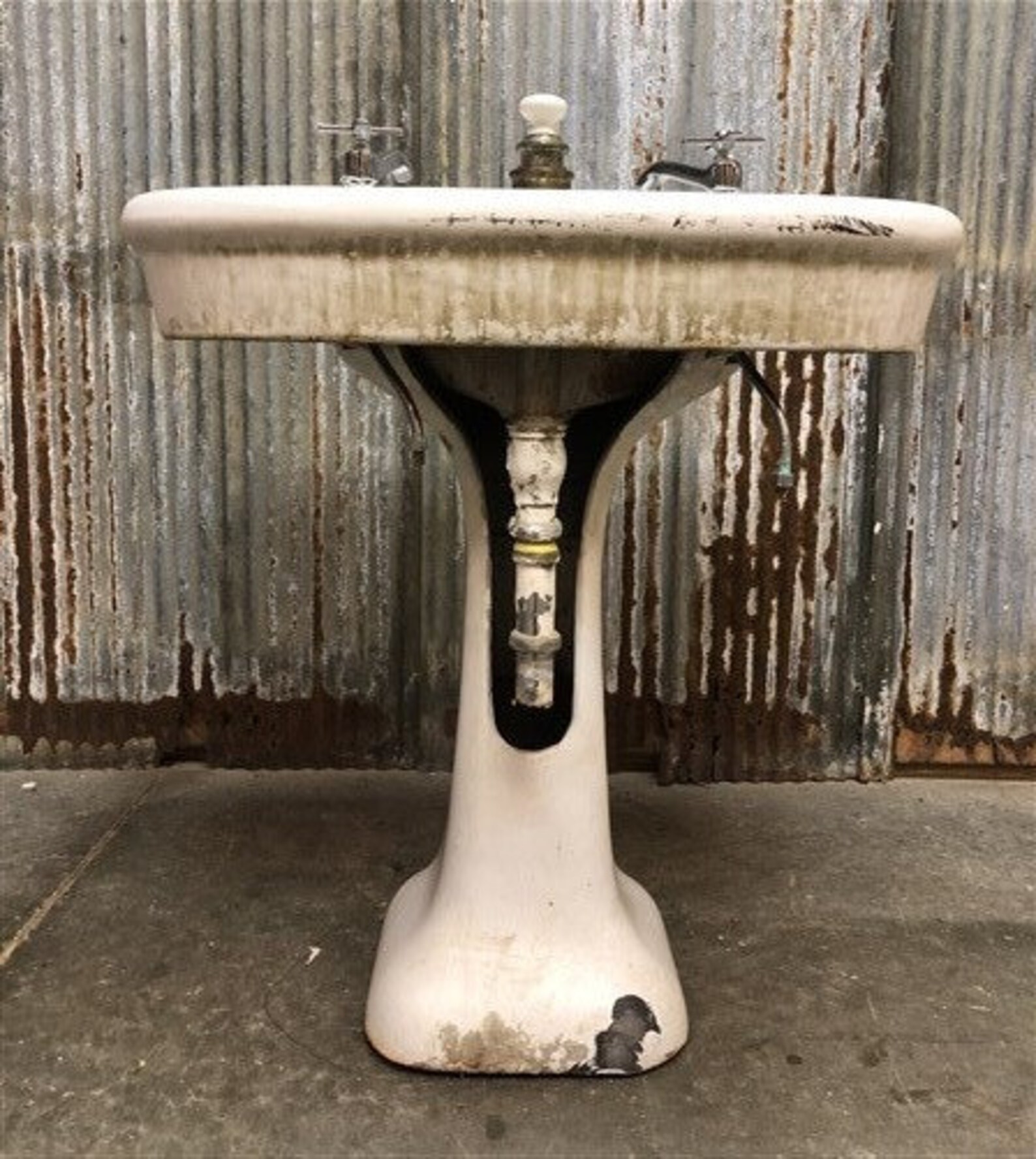 White Porcelain Standard Sink Vintage Pedestal Sink Etsy