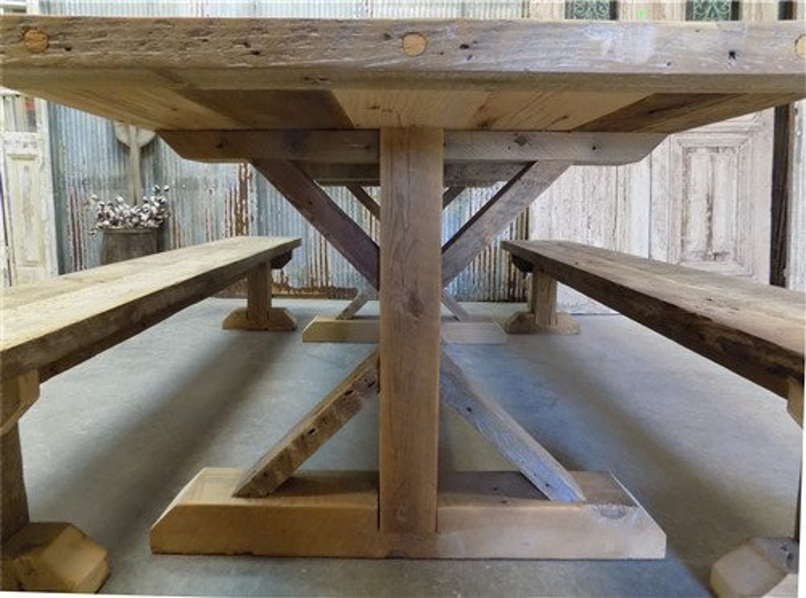 10' Amish Pine Harvest TLeg Table Custom Made To Order Etsy