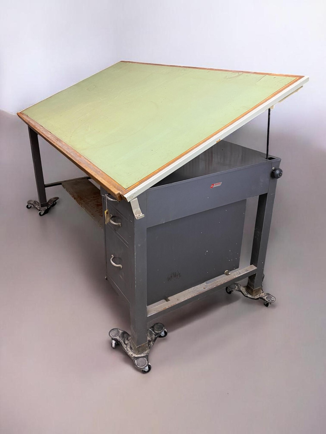 Machine Shop Draft Table Industrial Drafting Table, Vintage Hamilton 7' Drafting Work Table With ...