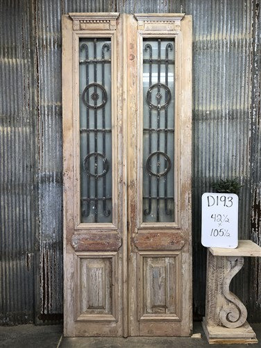 Antique French Double Doors (42.5x105.5) Iron Wood European Old