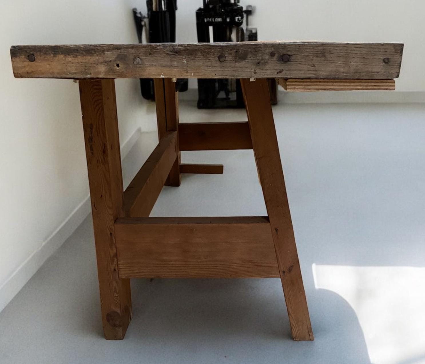Rustic Working Table Rustic Work Table, Vintage Carpenter's Workbench, Woodworking Console ...