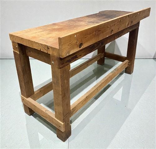 Rustic Work Table, Vintage Carpenter's Workbench, Woodworking Console ...