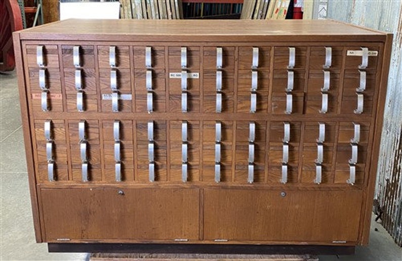120 Drawer Card Catalog Vintage Library Card File