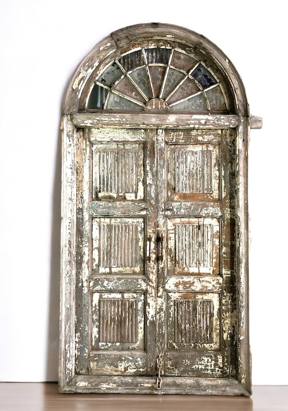 Antique Arched French Double Doors (55x109) European Door With