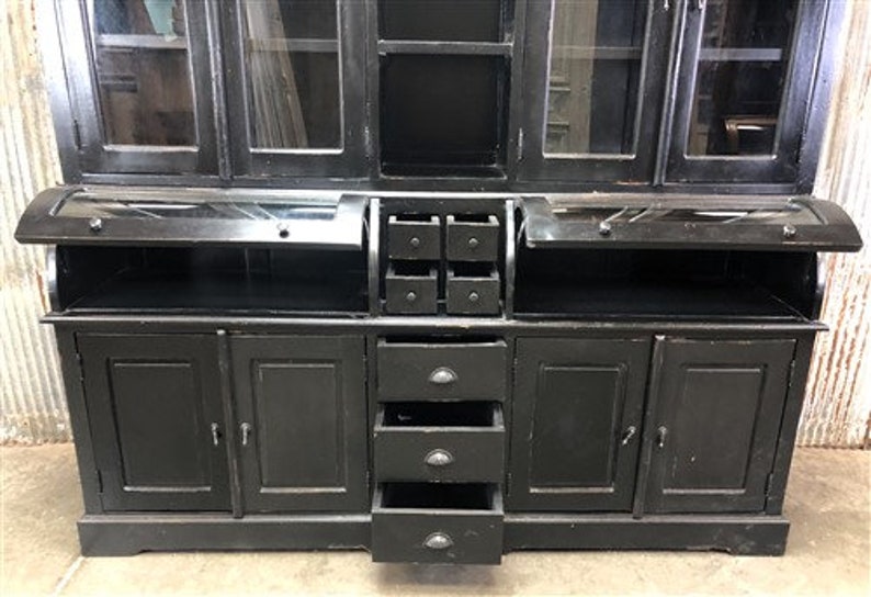 Curved Black Kitchen Hutch Cabinet Kitchen Storage Wood - Etsy