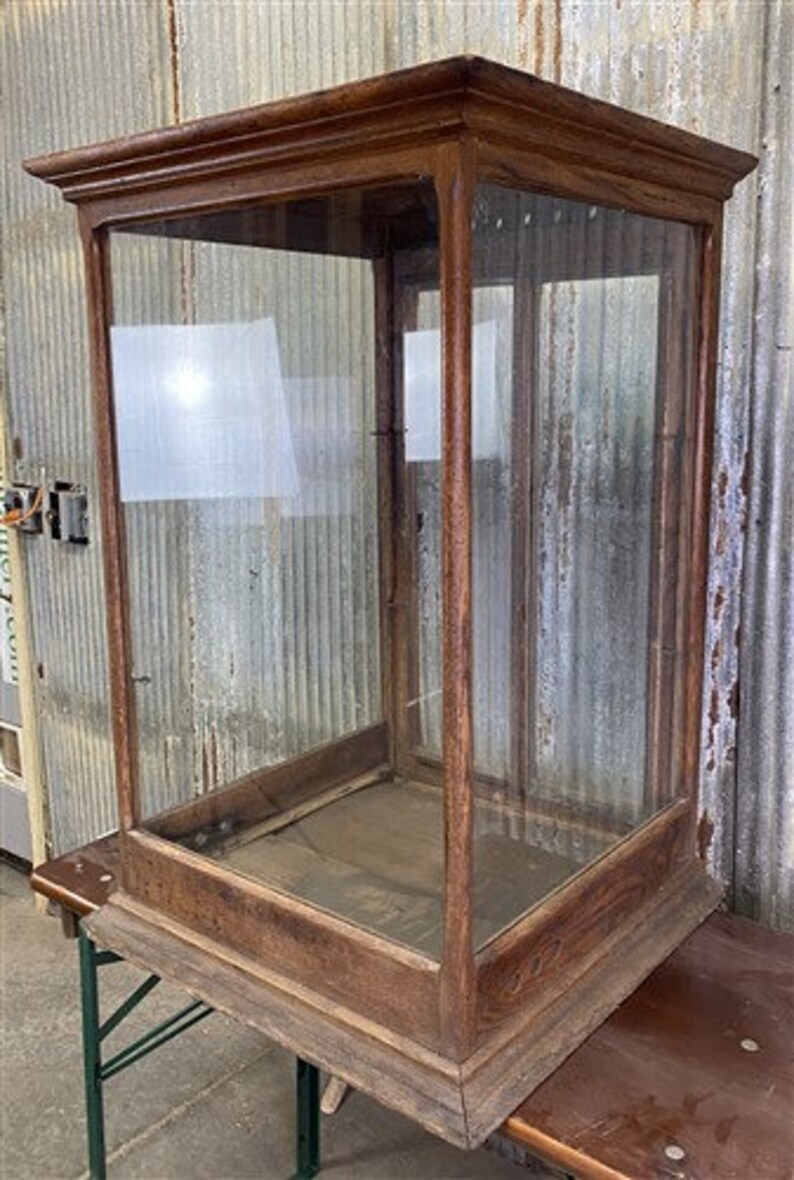 Vintage Countertop Display, Wood Framed Glass Showcase, Country General