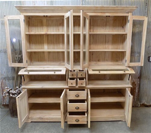 Curved Door Natural Wood Kitchen Hutch Cabinet Pantry - Etsy