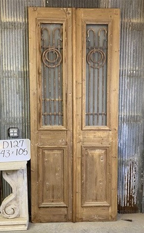 Antique French Double Doors (43x105) Iron Wood, Old World European