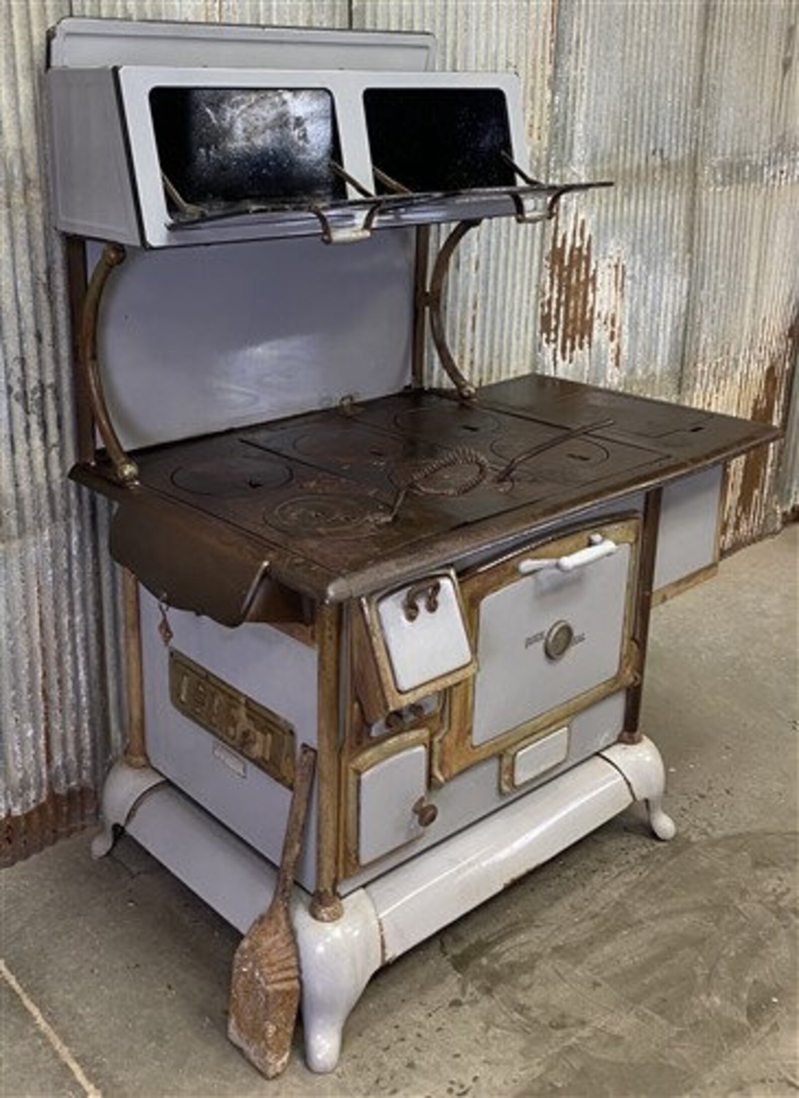 Quick Meal Enamel & Cast Iron Stove, Vintage Wood Burning Stove, Wood