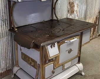 Quick Meal Enamel u0026 Cast Iron Stove Vintage Wood Burning - Etsy Canada