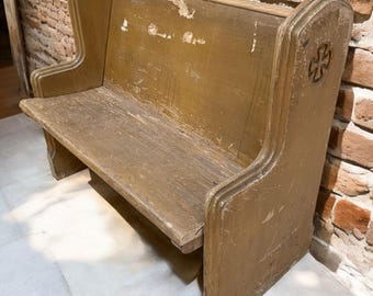 Wood Church Pew Bench (44x20) Vintage Porch Garden Bench, Entryway Bench, B25
