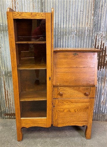 Oak Arts and Crafts Secretary Bookcase Drop Down Desk Vintage