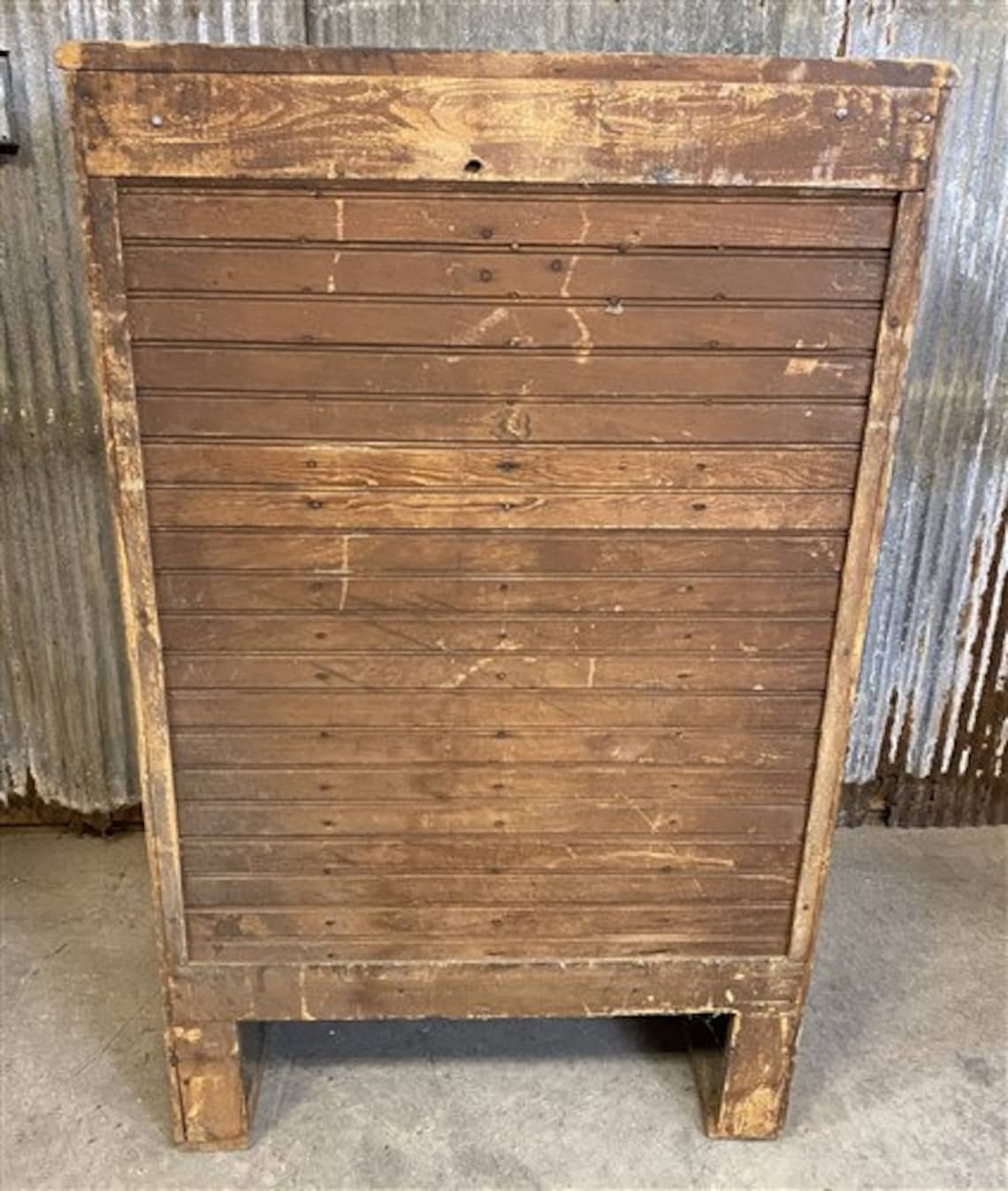 Vintage Oak Icebox Refrigerator, 2 Door Ice Chest, Primitive Kitchen