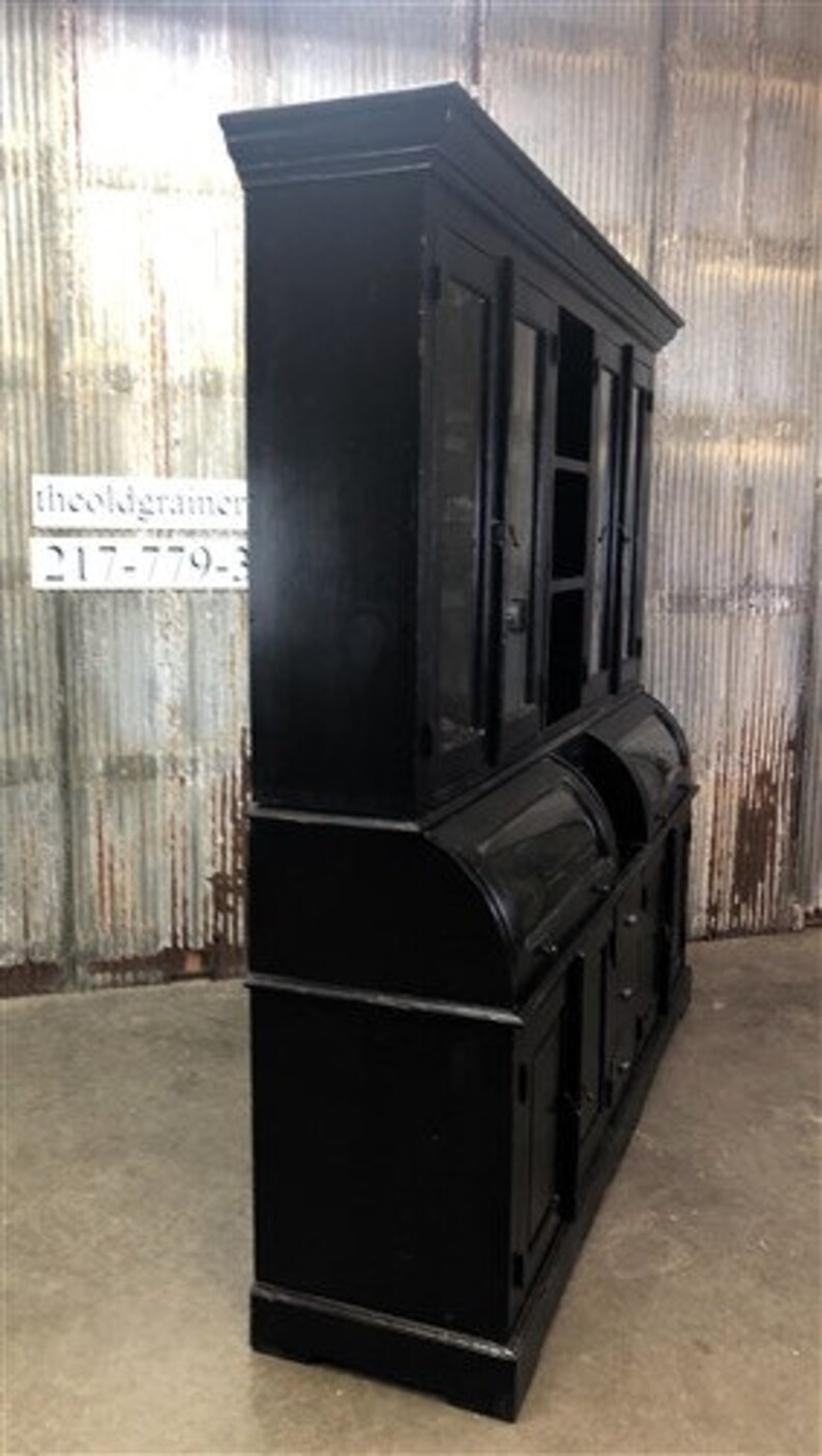 Curved Black Kitchen Hutch Cabinet Kitchen Storage Wood - Etsy
