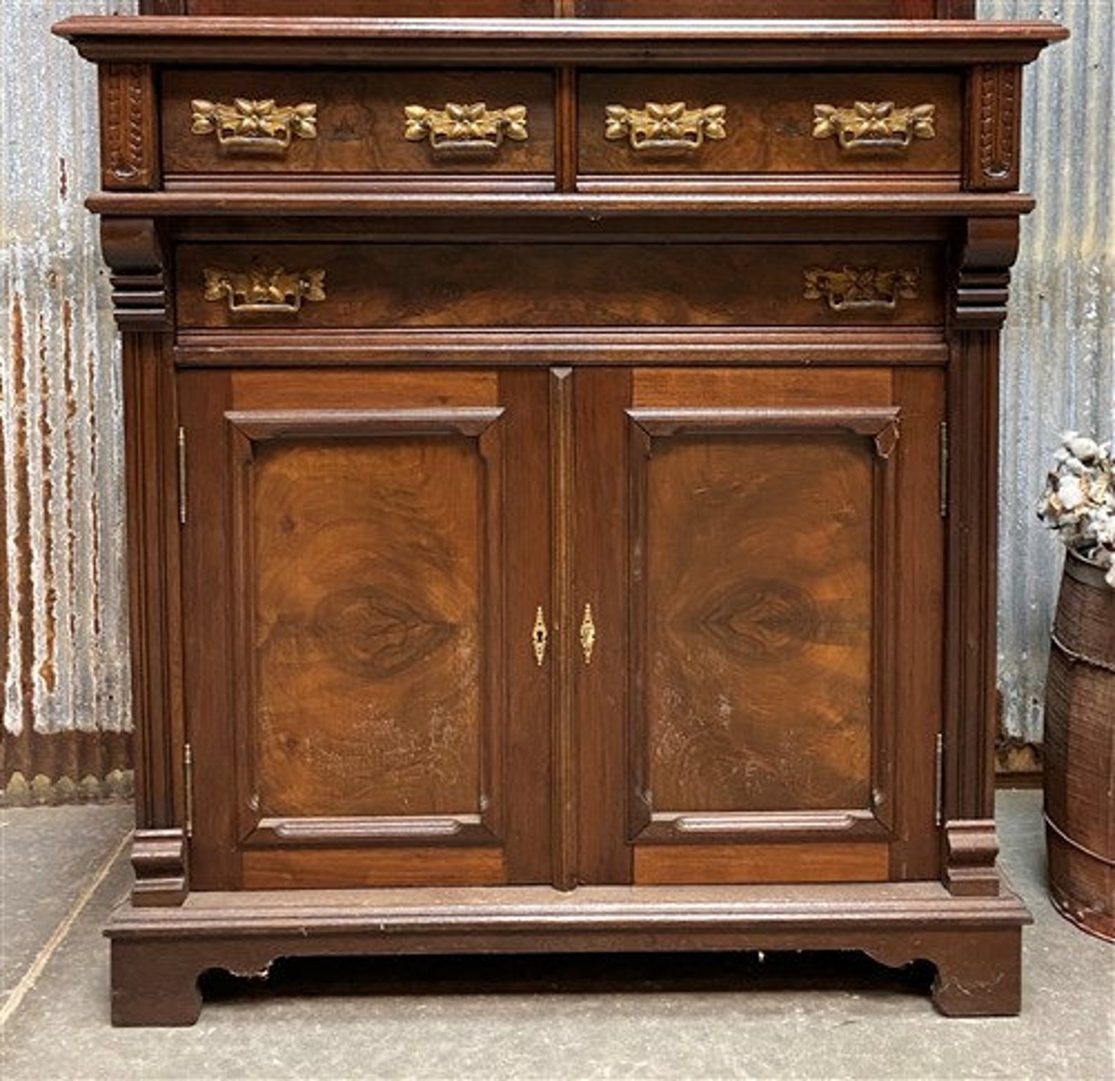 Walnut China Hutch, Display Case, China Kitchen