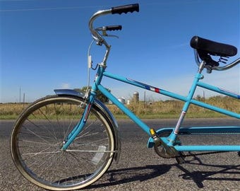 1970s Columbia Twosome Bicycle, Turquoise Tandem Person