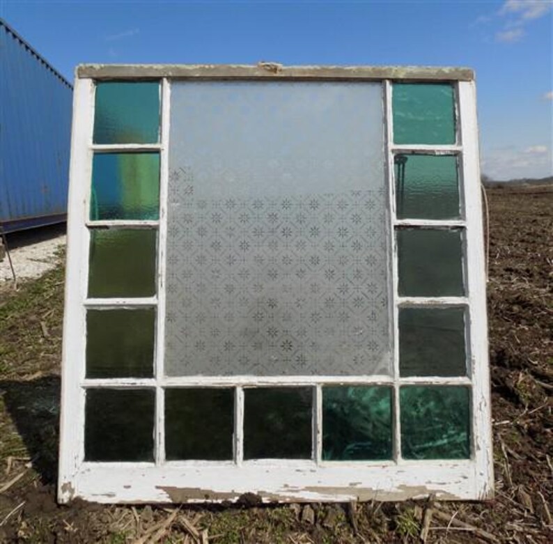 Antique Stained Glass, Rectangular Church Window, Architectural Art ...