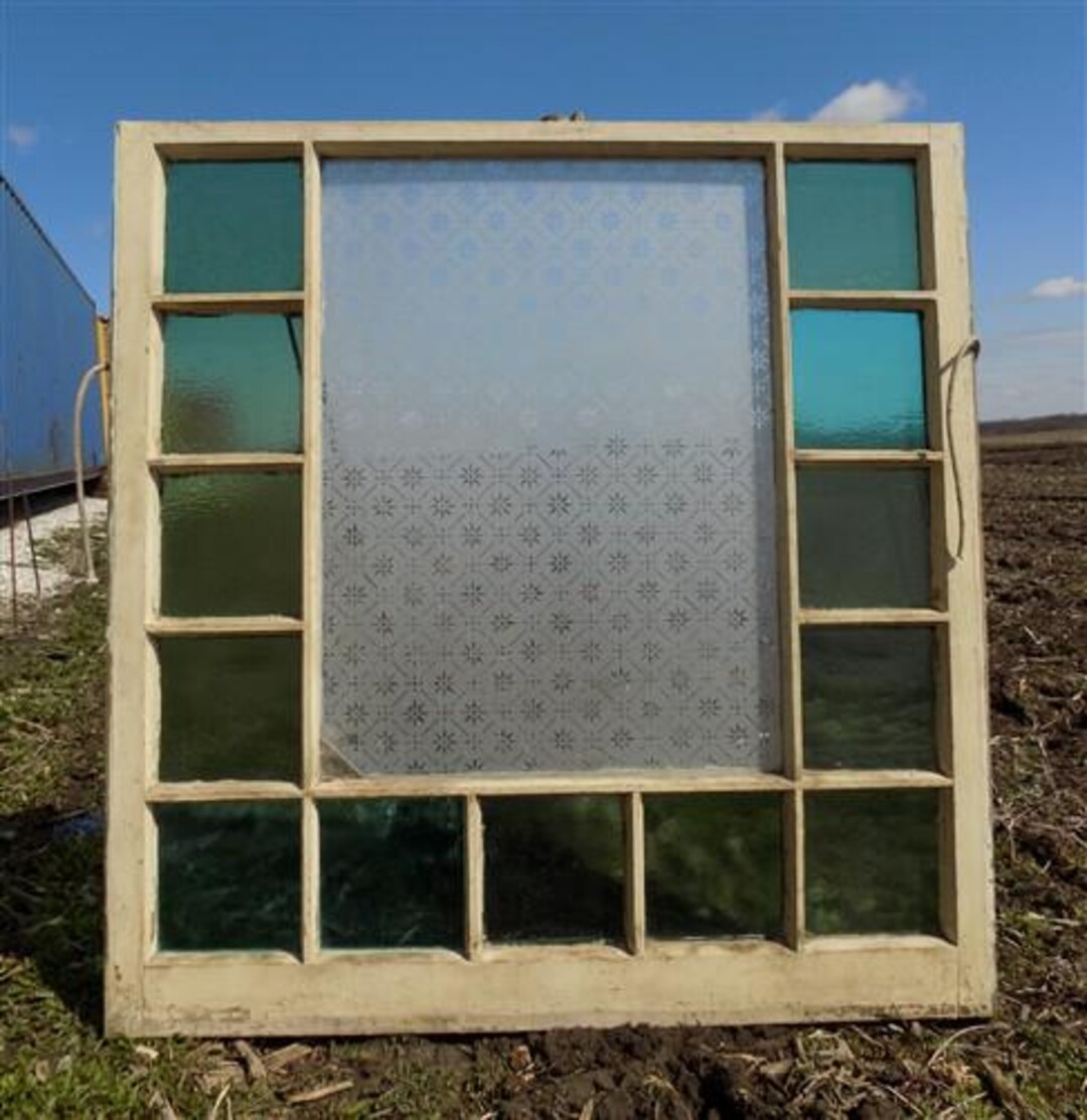 Antique Stained Glass, Rectangular Church Window, Architectural Art ...