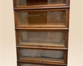 Globe-Wernicke Barrister Bookcase, Vintage Lawyer Cabinet, Stacking Bookcase, H