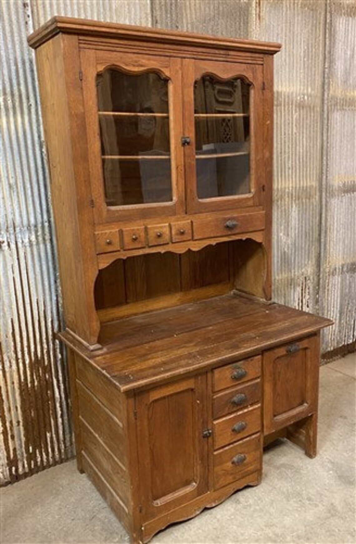 Vintage Hawkeye Kitchen China Hutch, Display Case, Pantry