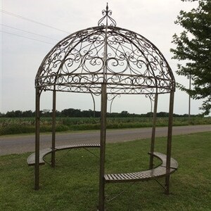 Elegant Swirl Gazebo With Bench Dome 