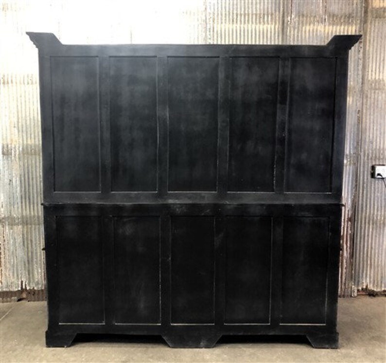 Curved Black Kitchen Hutch Kitchen Storage Wood Etsy