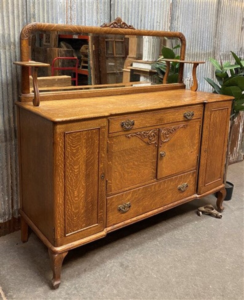 Vintage Sideboard Buffet Oak Dining Room Table Server Etsy