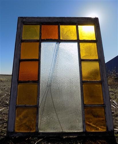 洋書 Architectural Stained Glass Stained Glass Abstract Panel Beveled Tiffany Style Window