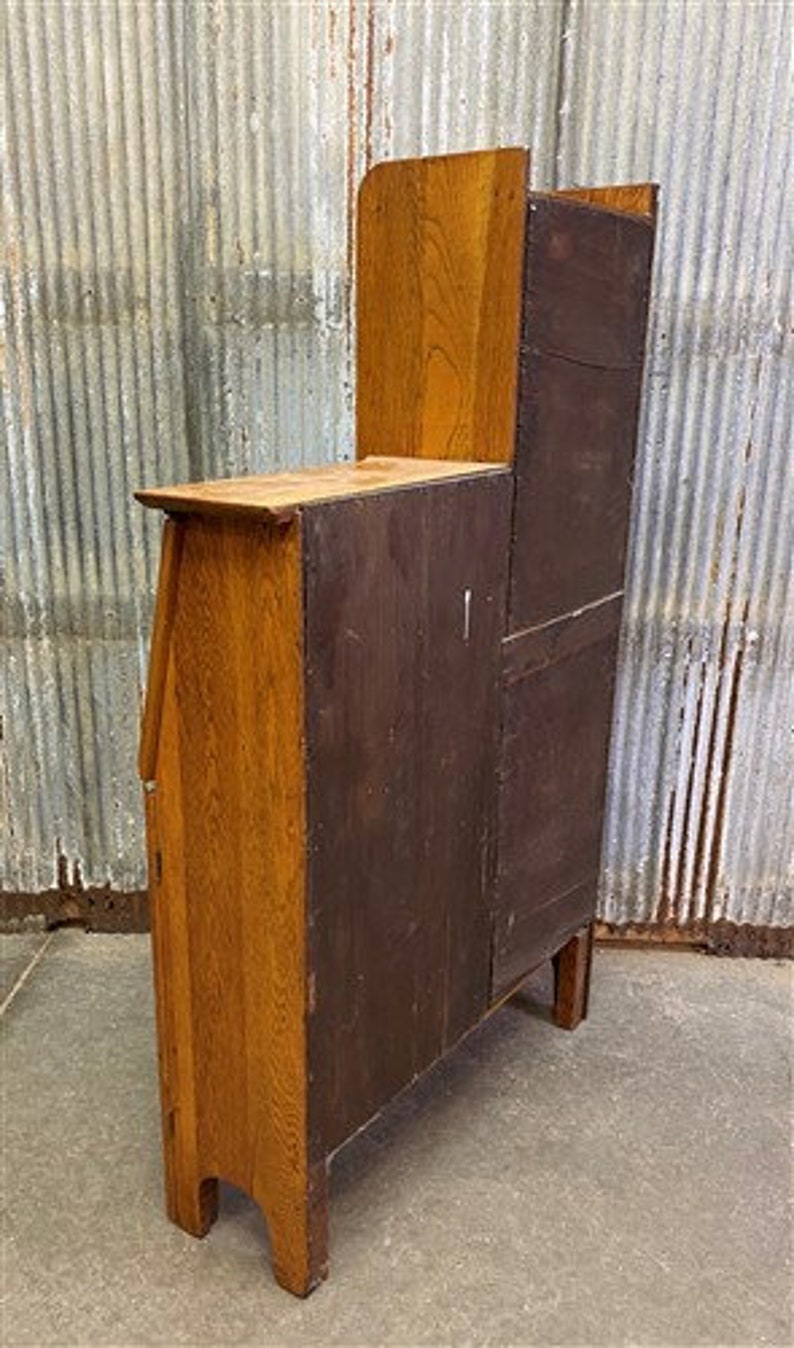 Oak Arts and Crafts Secretary Bookcase Drop Down Desk Etsy