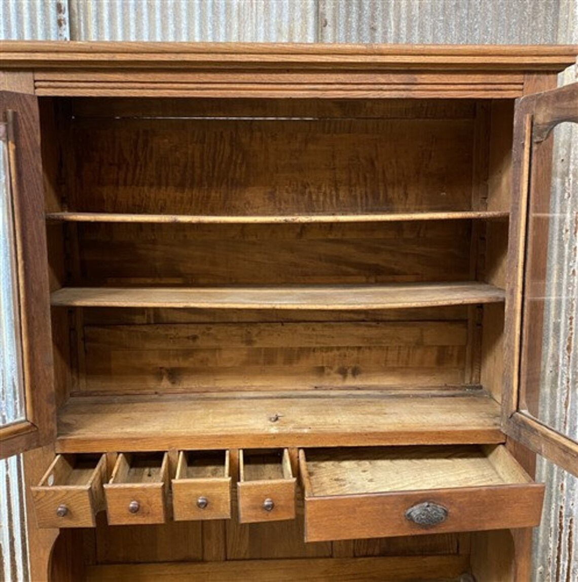 Vintage Hawkeye Kitchen China Hutch, Display Case, Pantry