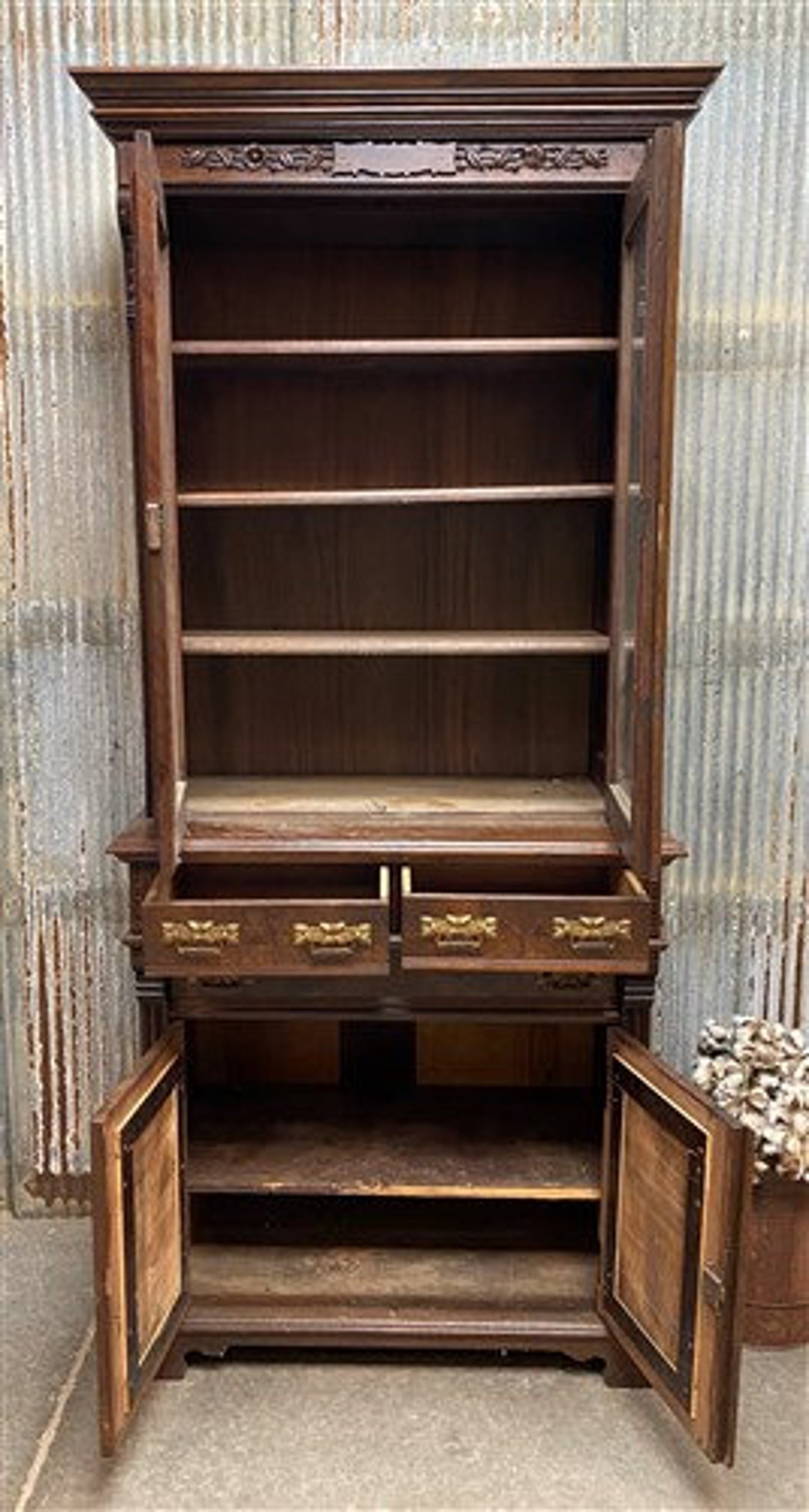 Walnut China Hutch, Display Case, China Kitchen