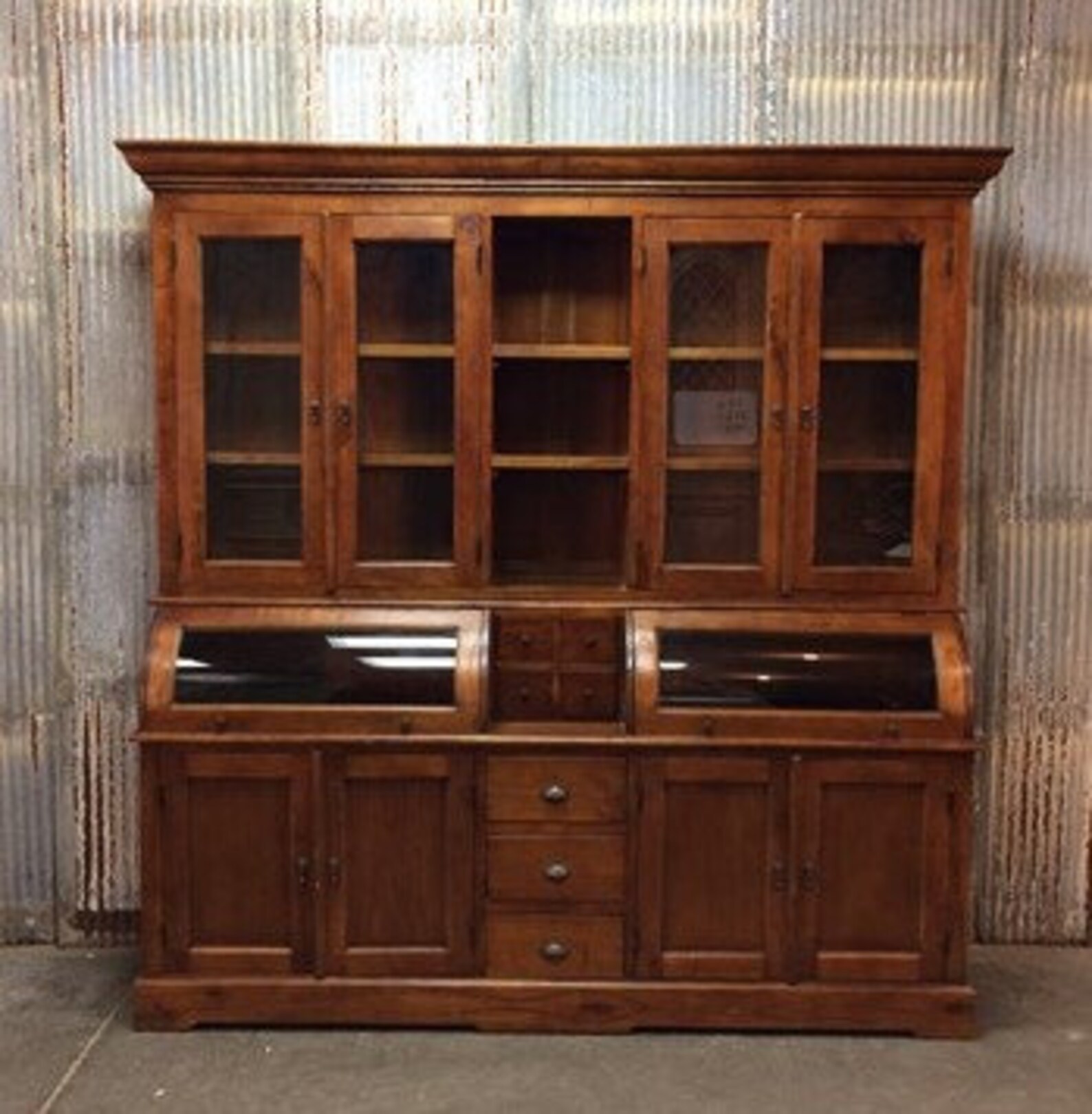 Curved Walnut Kitchen Hutch Kitchen Storage Wood Etsy
