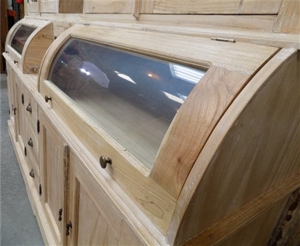 Curved Kitchen Hutch Pantry Storage White Washed Etsy