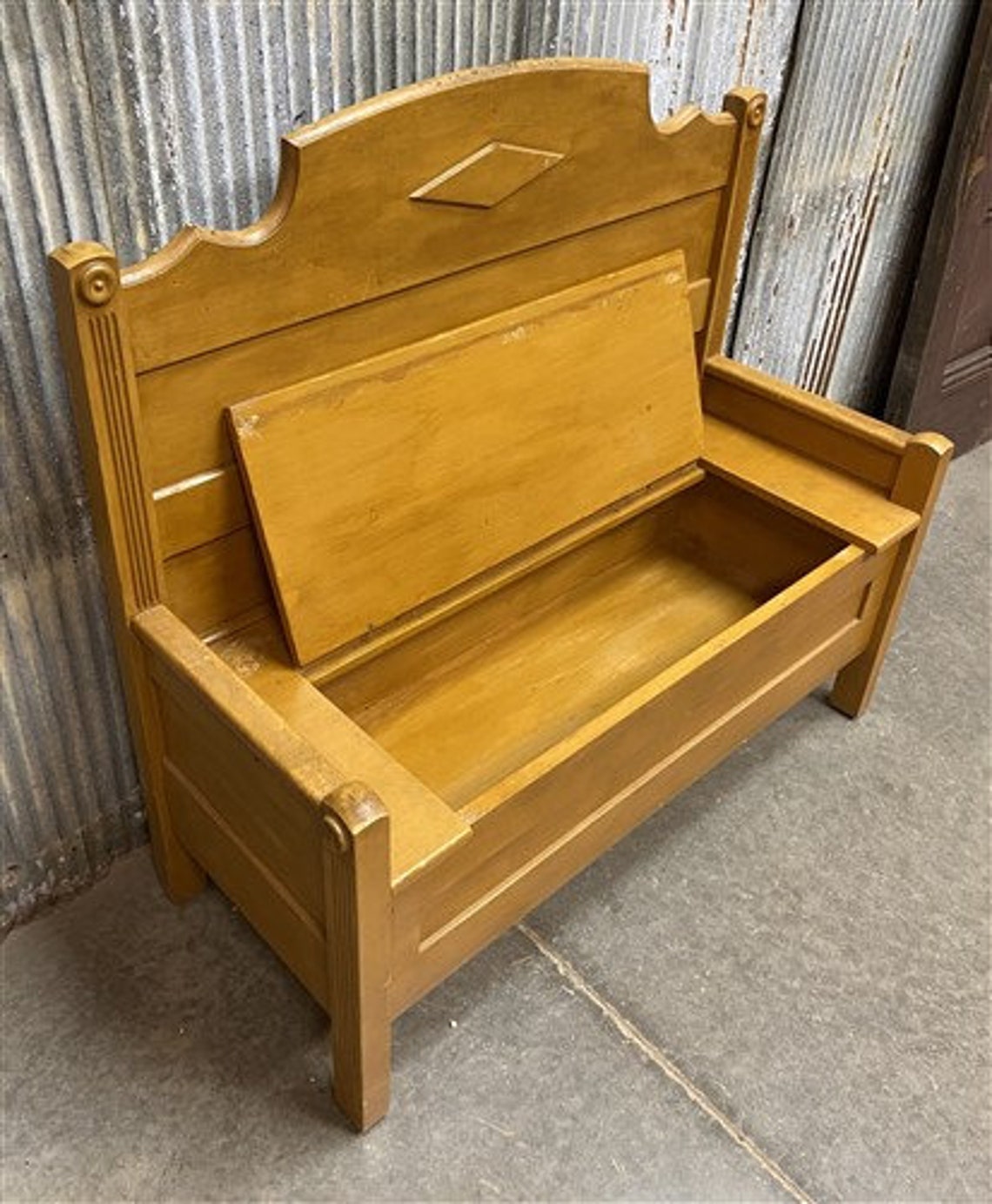 4' Wood Bench With Storage, Vintage Porch Garden Bench, Entryway Bench